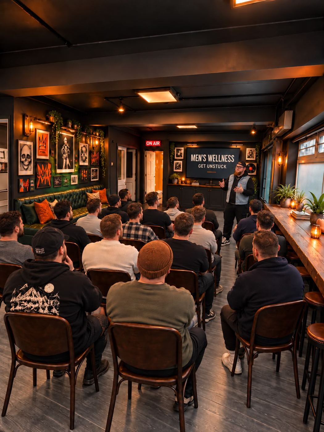 Concept render of an evening talk and event night